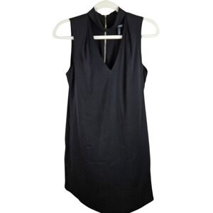 White House Black Market Dress Sz 6 Black Sleeveless Gold Zip‎ Sheath Career